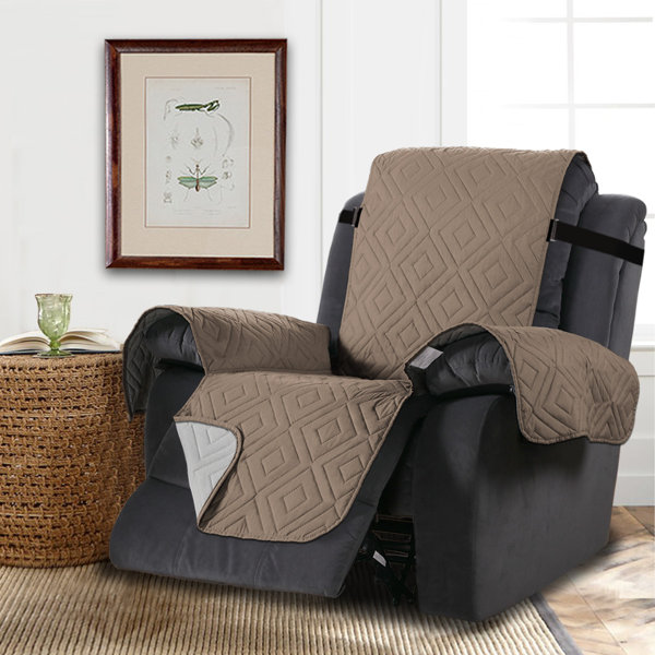 Diamond quilted stretch best sale recliner cover with storage